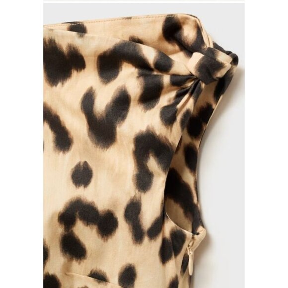 NWT Mango Leopard Print Asymmetrical Neckline Mini Dress Sz 4 [jb] - Picture 7 of 15